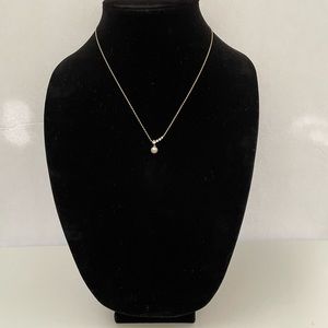 925 Sterling Silver, Pearl and Zircon, Gold Necklace